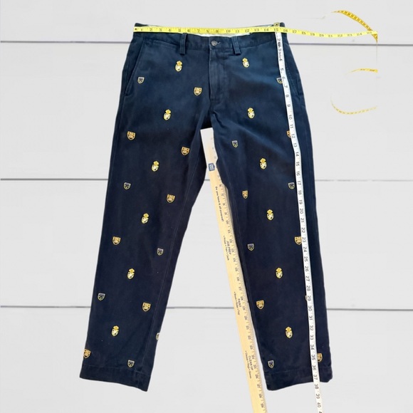 Ralph Lauren Polo Slim Fit Chino Pants 32x30 – Navy w/ Gold Crests Embroidery - Picture 8 of 12